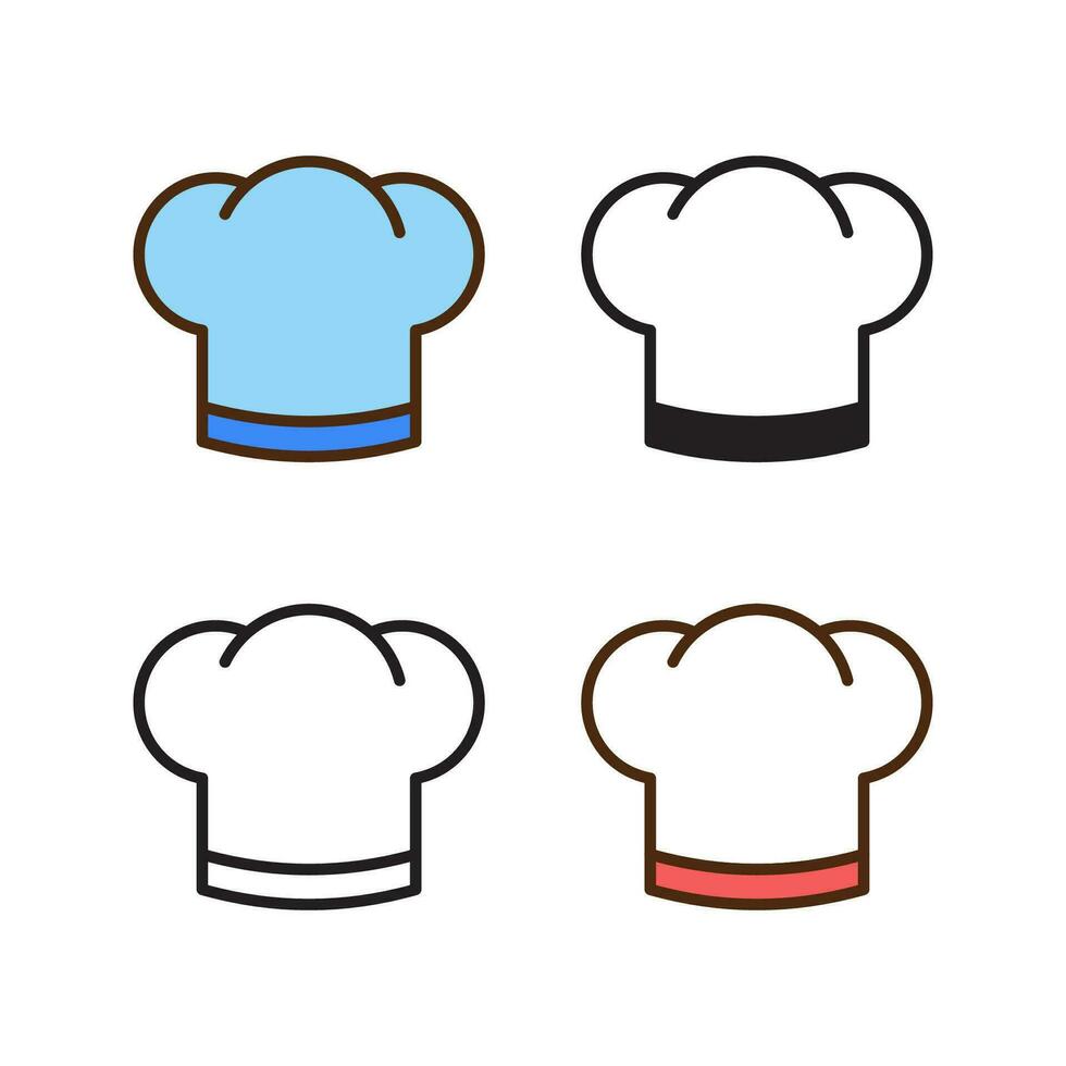 chef hat icon in 4 style flat, glyph, outline, duotone vector