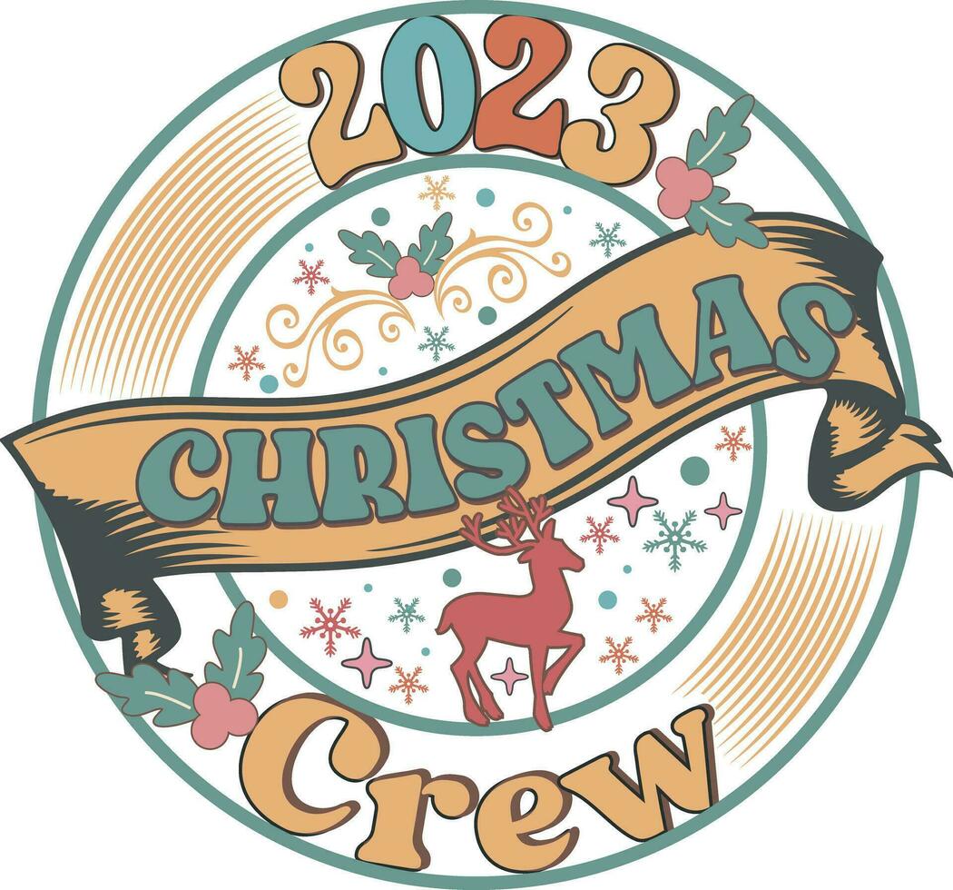 Christmas Crew Funny Family Christmas  T shirt Design vector