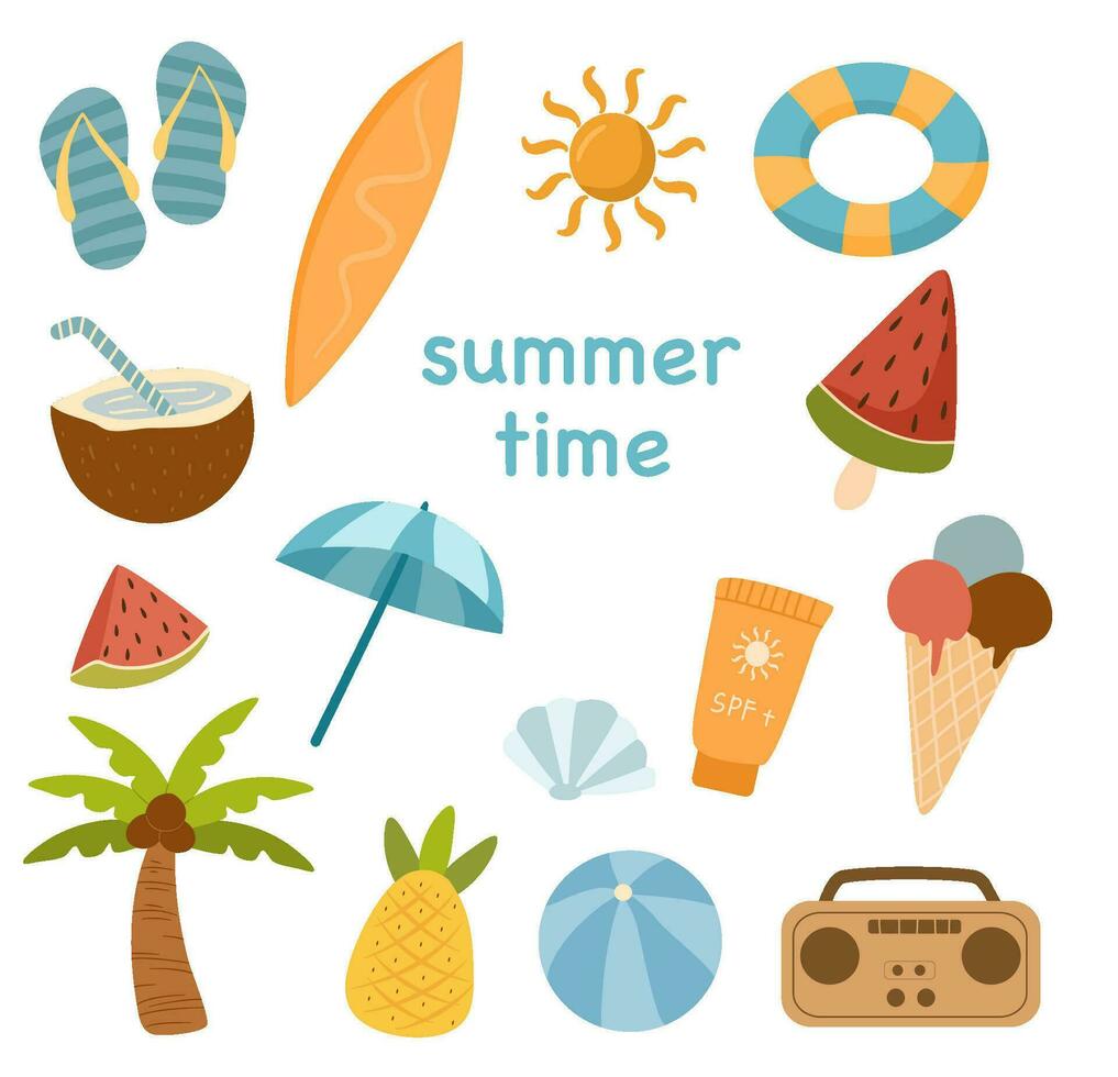 Summer Vibes Clip Art Set Colletion vector