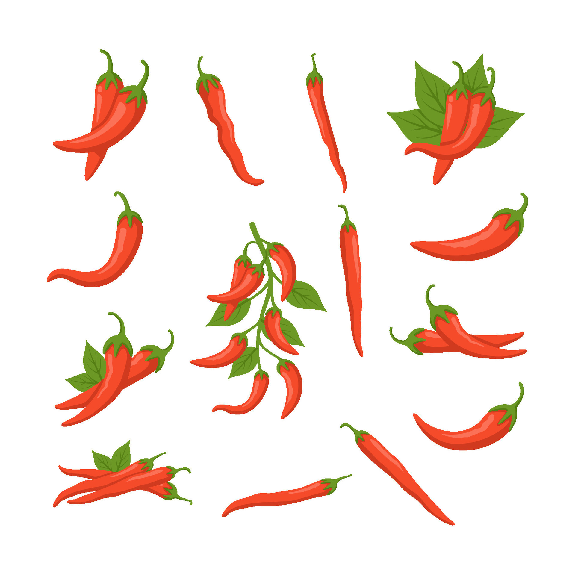Set of Red Chilli Vector Illustration 28646649 Vector Art at Vecteezy