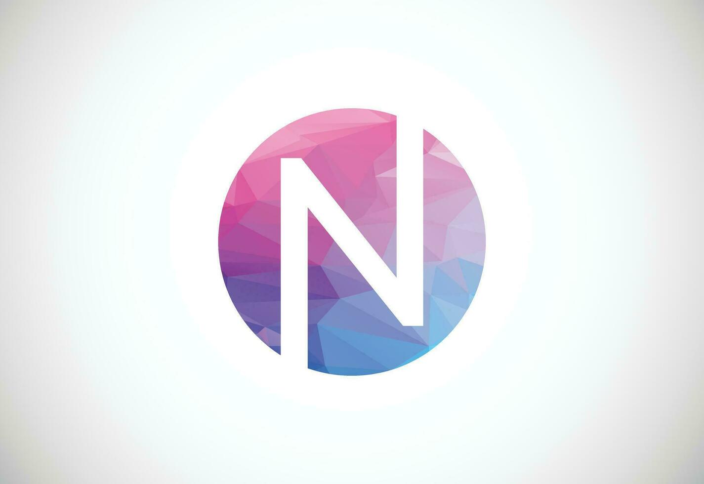 Low Poly and Alphabet initial letter N logo design template, Vector illustration