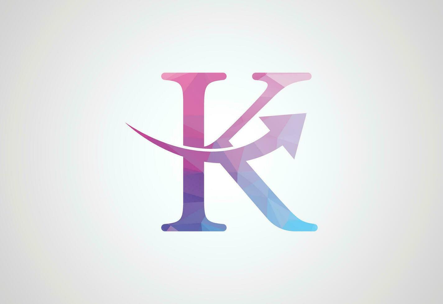 Creative Low Poly and Initial K letter logo design, Vector design template