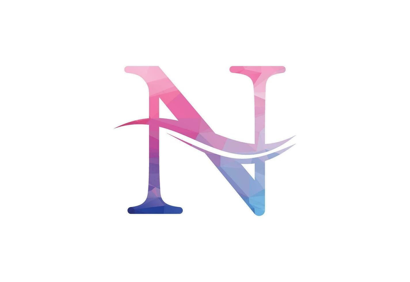 Low Poly and Alphabet initial letter N logo design template, Vector illustration