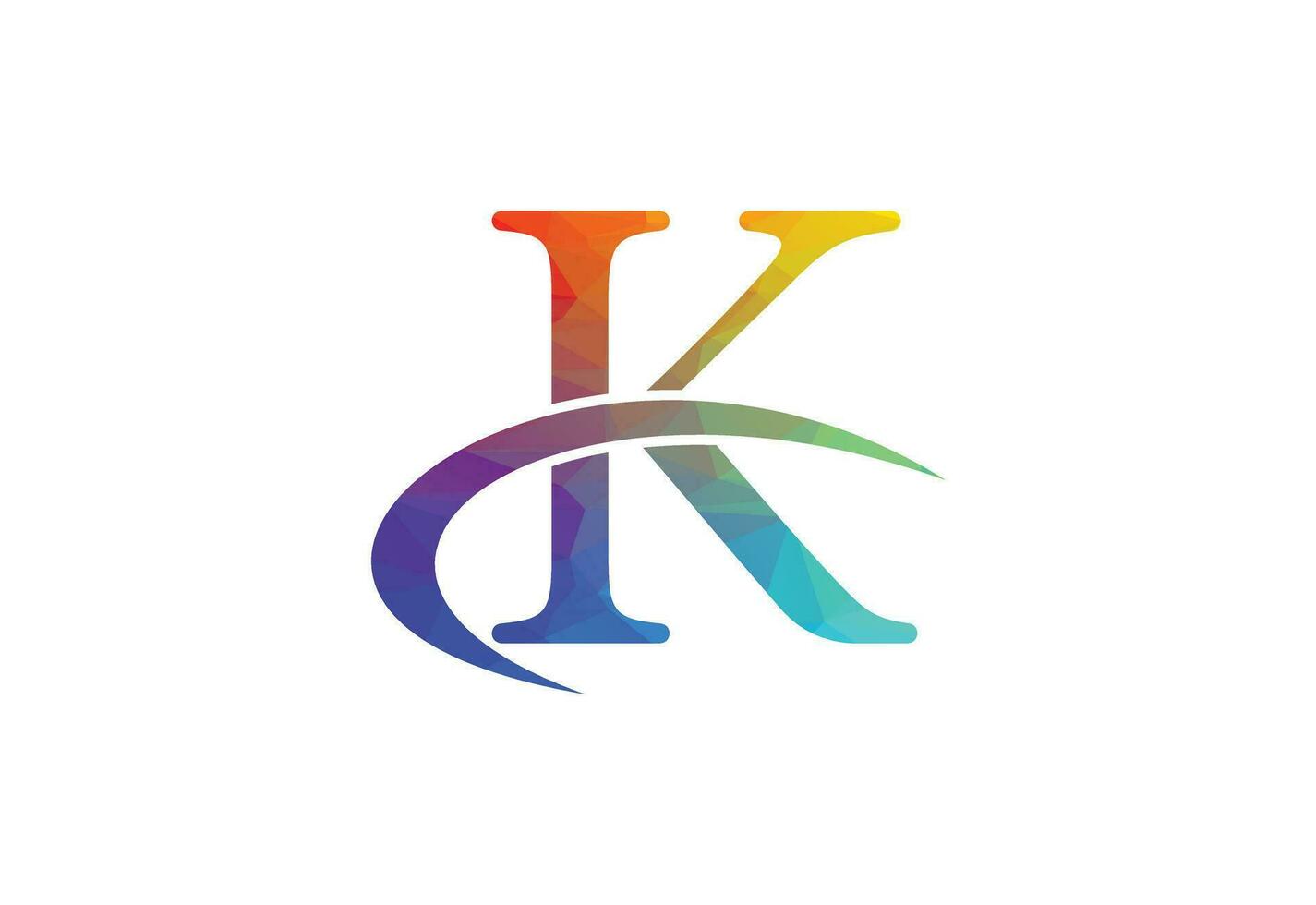 Creative Low Poly and Initial K letter logo design, Vector design template