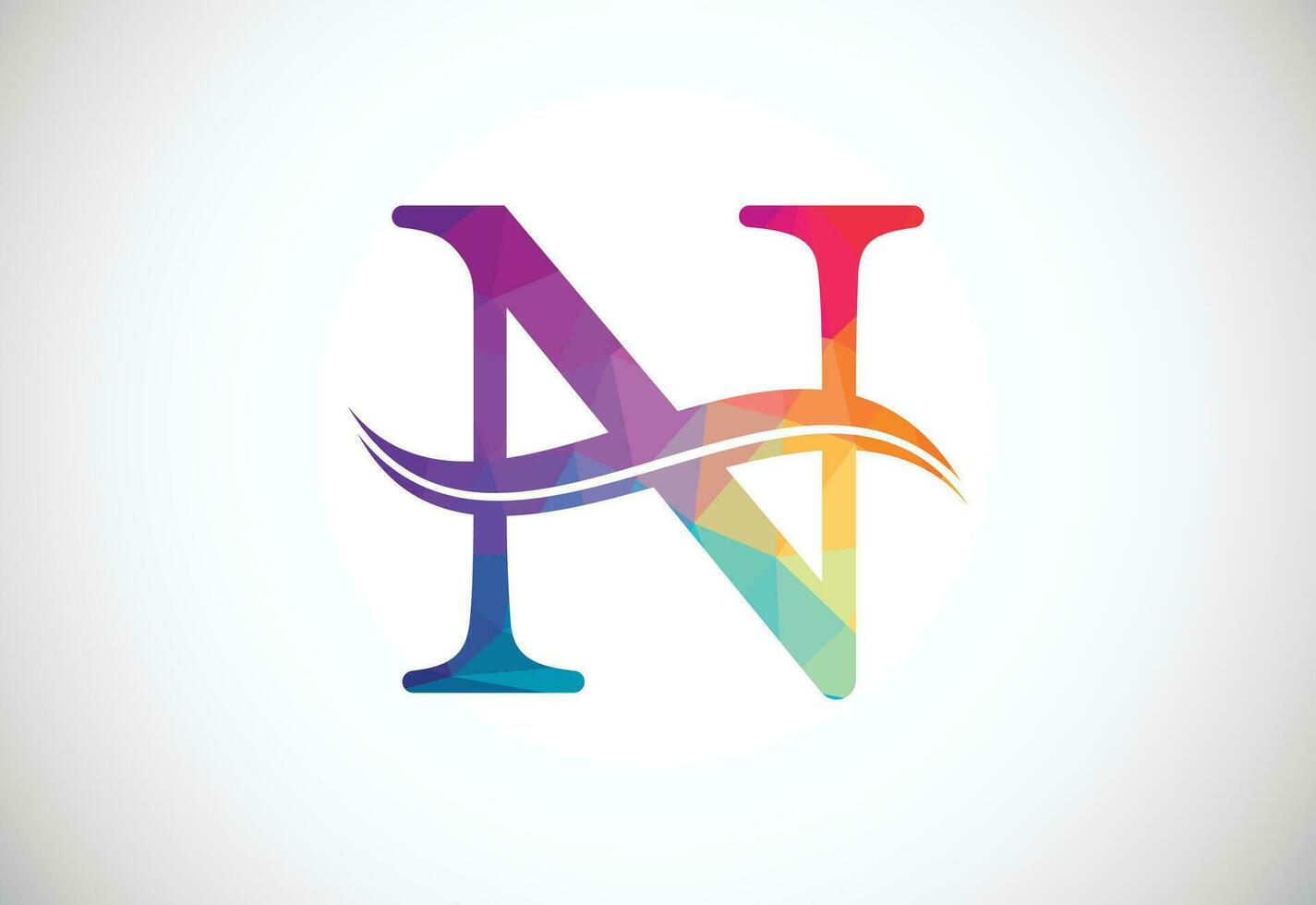 Low Poly and Alphabet initial letter N logo design template, Vector illustration
