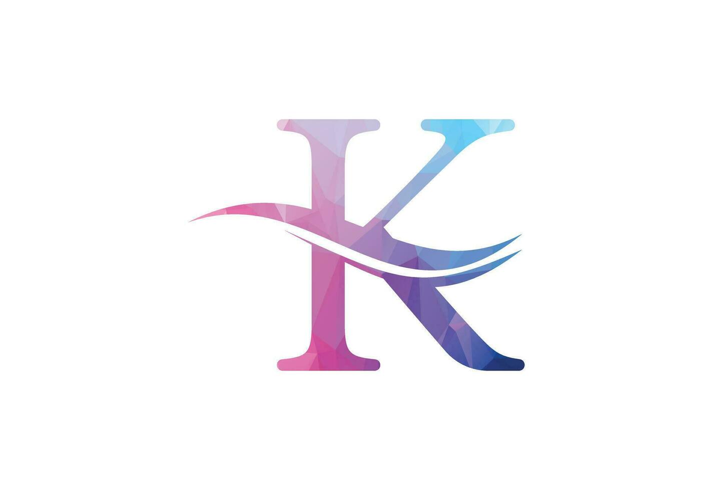 Creative Low Poly and Initial K letter logo design, Vector design template
