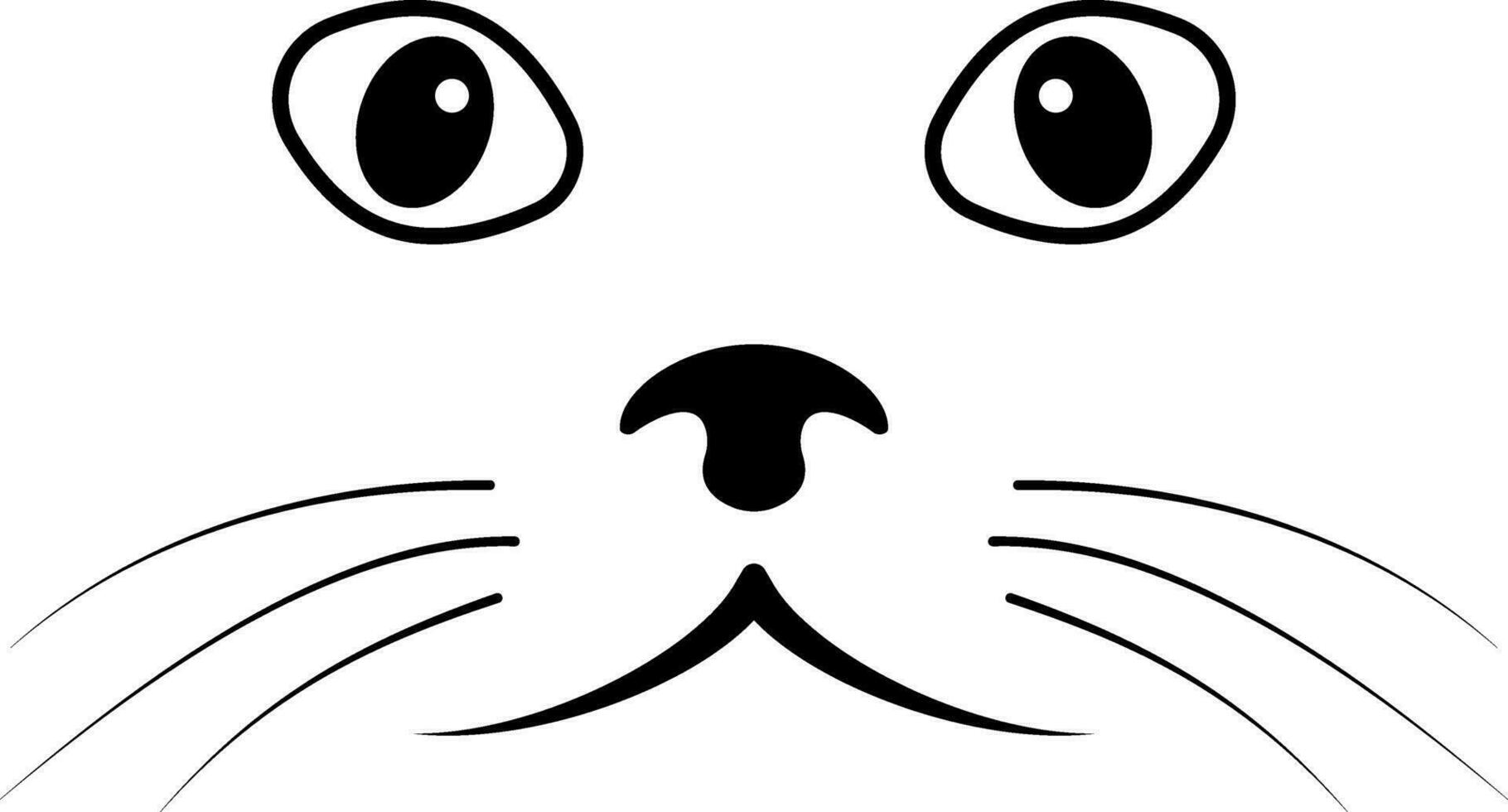 Sketch cat face,  simple cat face, mustache nose and eyes vector