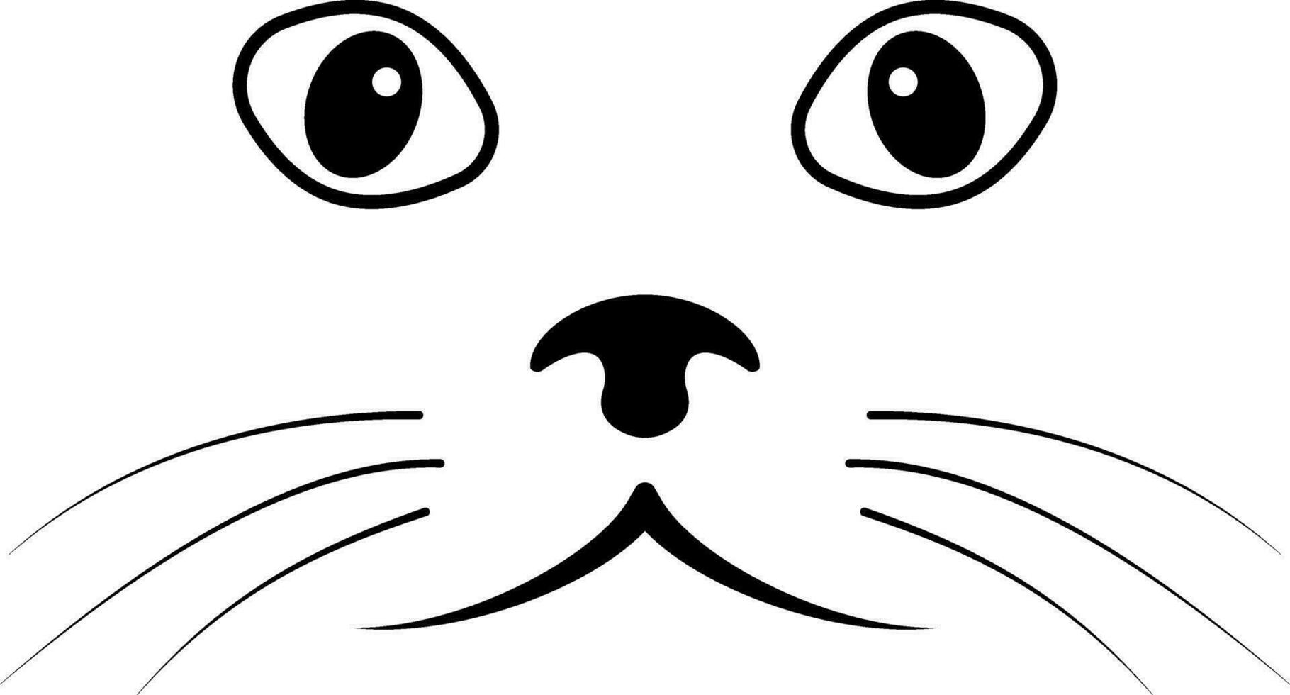 Sketch cat face,  simple cat face, mustache nose and eyes vector