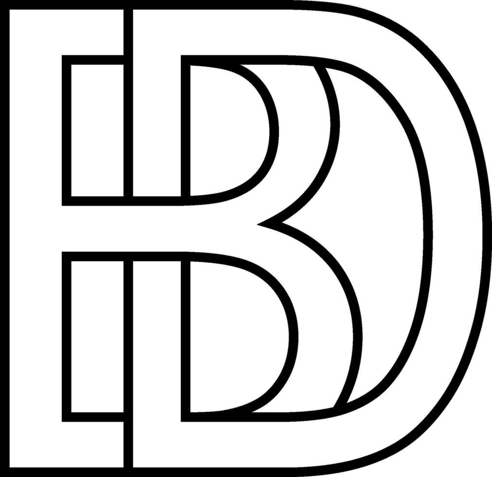 Logo sign bd, db icon sign two interlaced letters B D vector