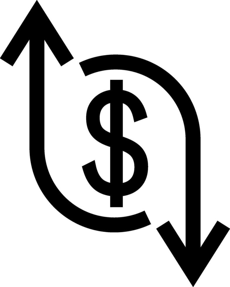 Icon crisis development flourishing, dollar sign arrow up down business vector