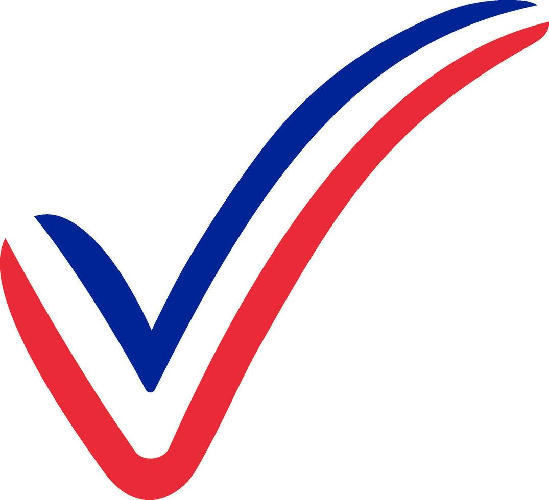 Check mark style France flag elections, voting approval France tick vector