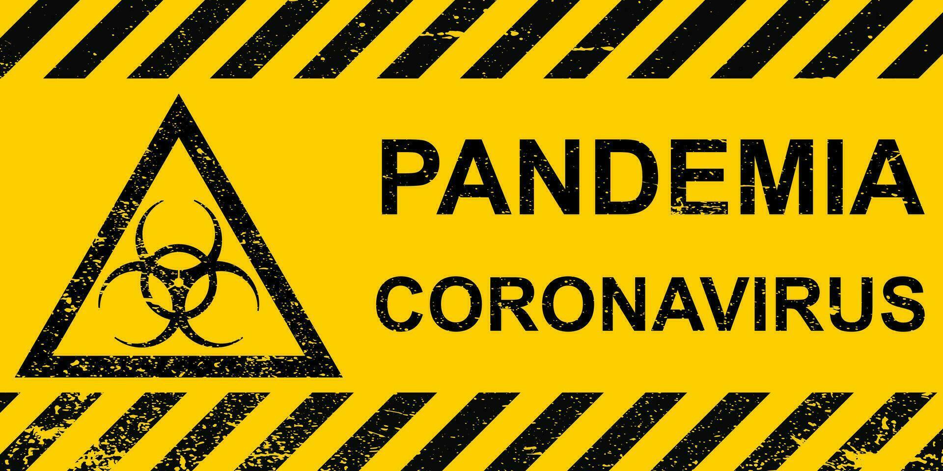 Banner pandemic coronavirus sign hazard yellow pandemic coronavirus striped banner vector