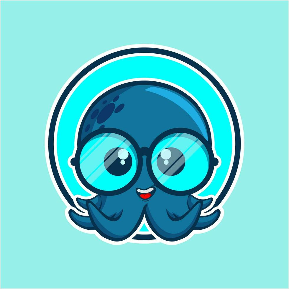 inteligente pulpo mascota increíble ilustración para tu marca negocio vector