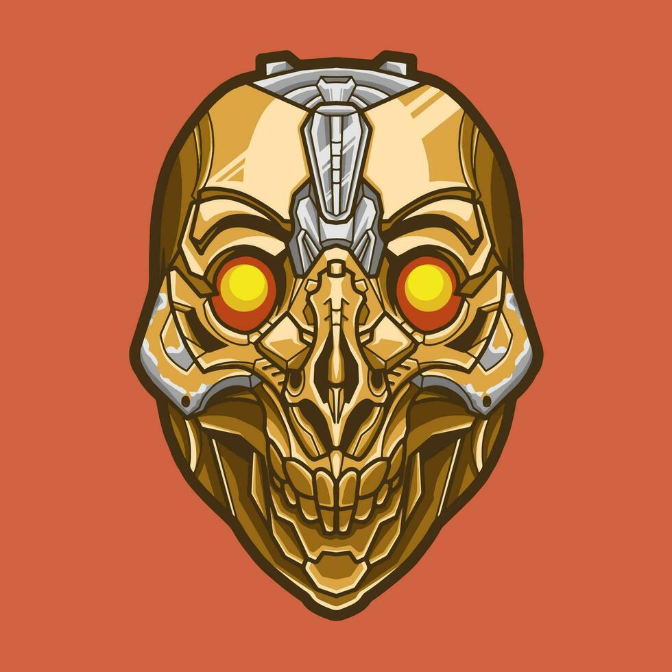 Pooped Skull Robot Head mascot amazing illustration for your branding business vector