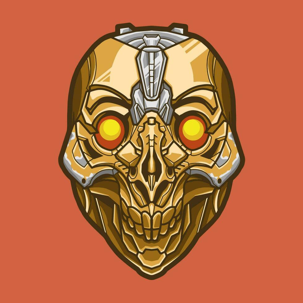 Pooped Skull Robot Head mascot amazing illustration for your branding business vector