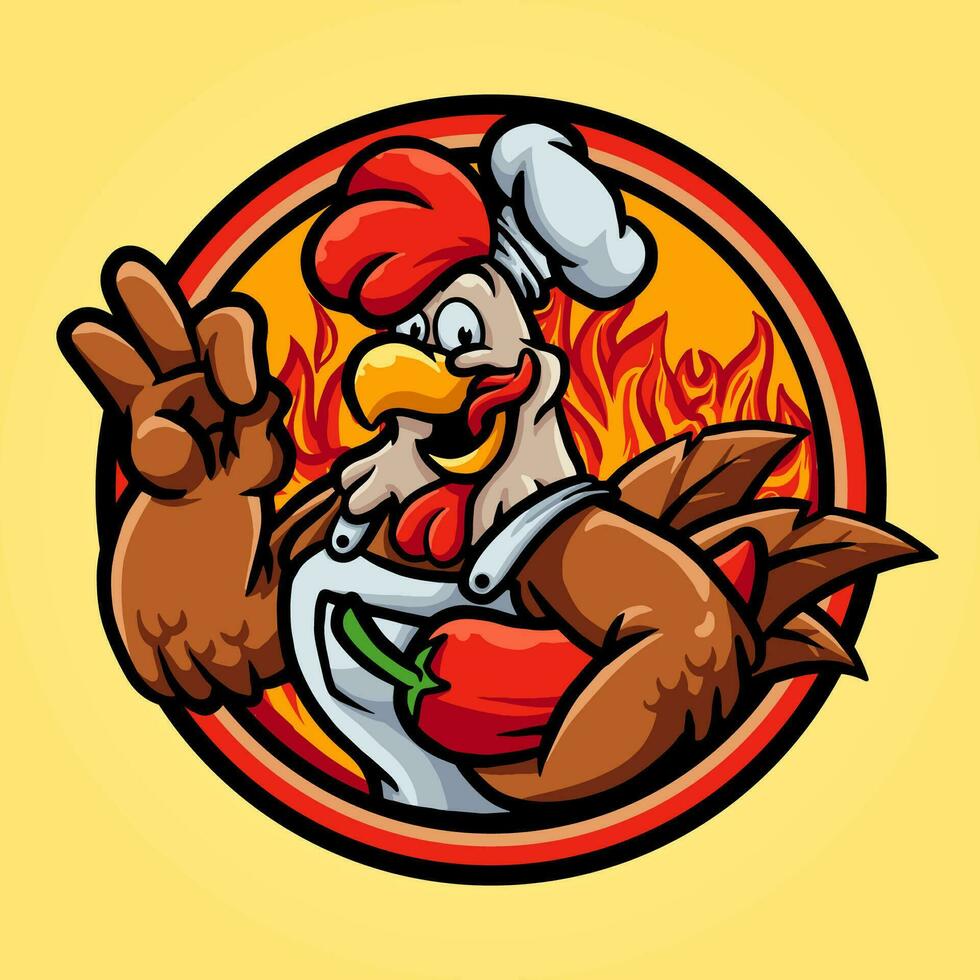 Spicy Rooster mascot amazing illustration for your branding business vector