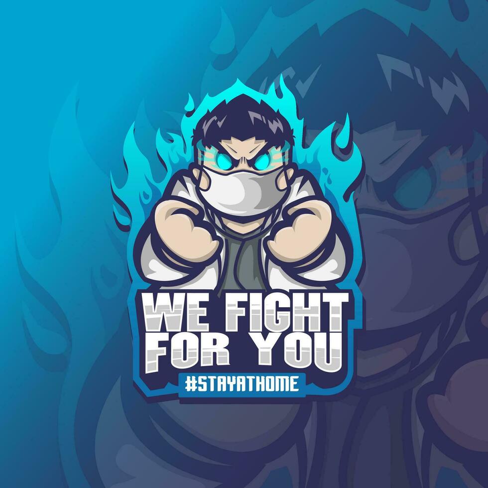 We Fight For You mascot amazing illustration for your branding business vector