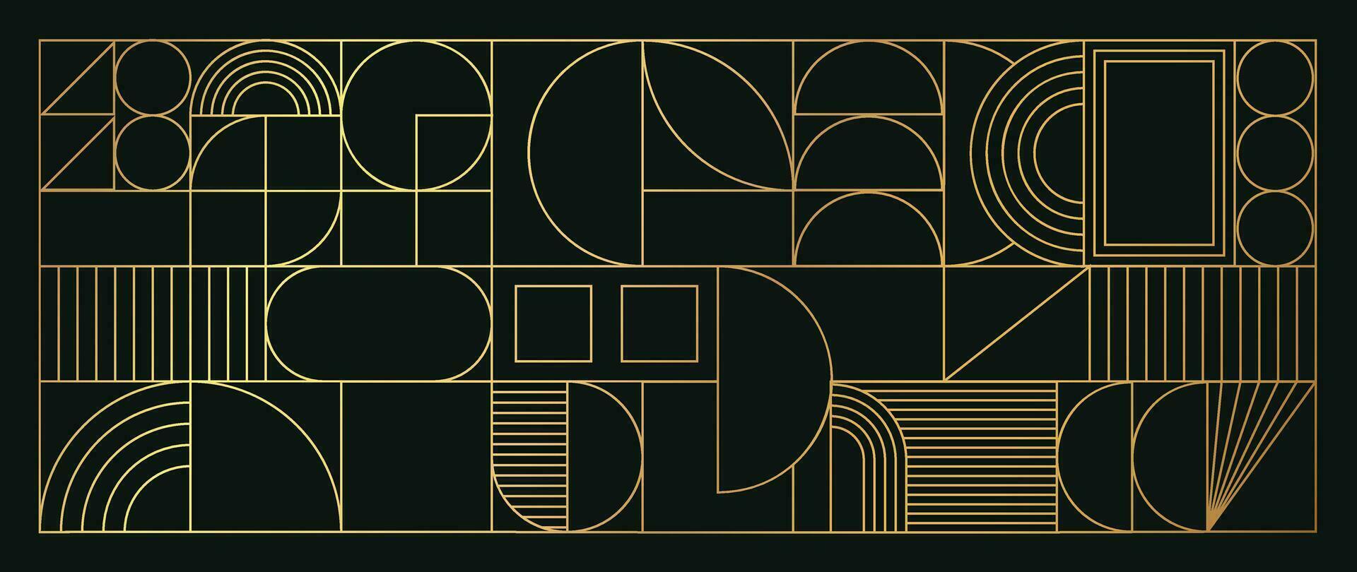 Luxury geometric gold line art and art deco background vector. Abstract geometric frame and elegant art nouveau with delicate. Illustration design for invitation, banner, vip, interior, decoration. vector