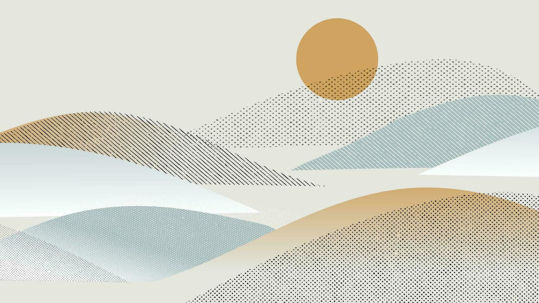 Abstract mountain background vector. Mountain landscape with fading dot effect, moon, halftone, dot grunge texture. Colorful hills art wallpaper design for print, wall art, cover and interior. vector