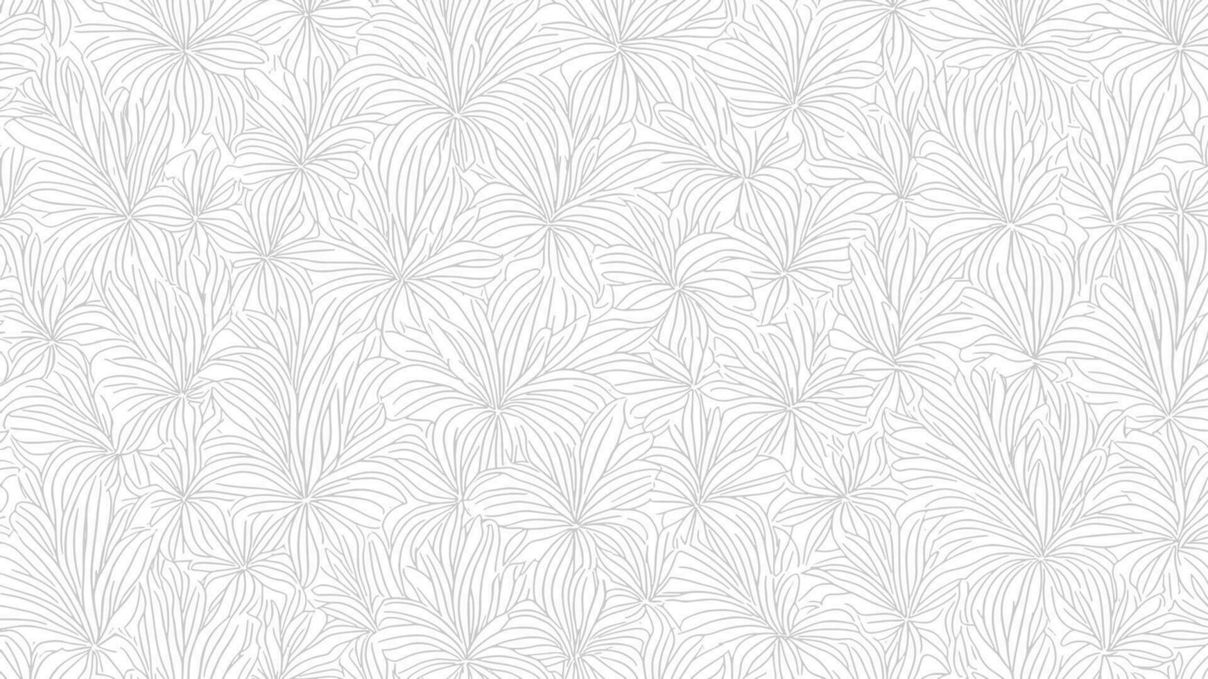 Simple Flowery Handrawn Line Pattern Vector Texture Background