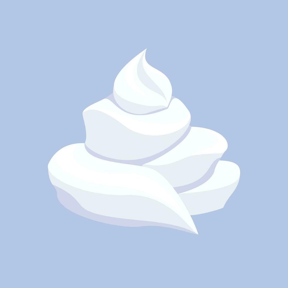 Vector whipped cream swirl or meringue on white background