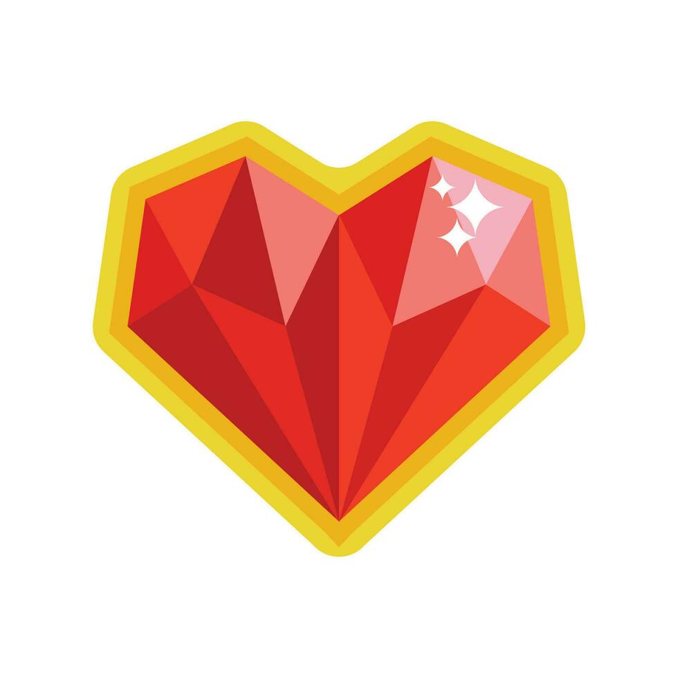 Vector heart wih diamond shape on white background