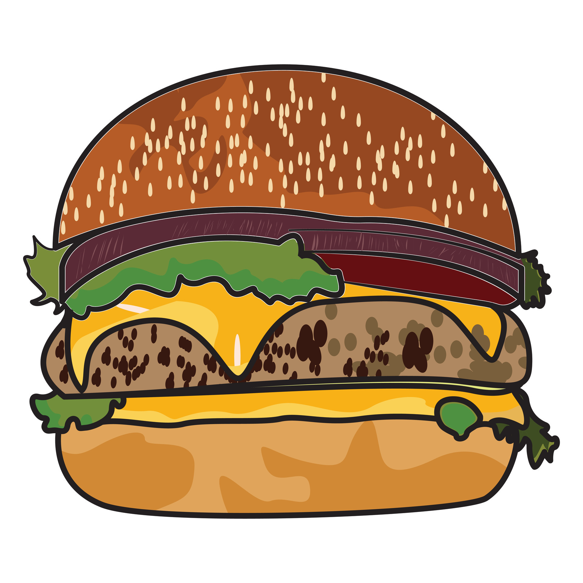 hamburger, burger, cheeseburger, fast, logotype, menu, illustration
