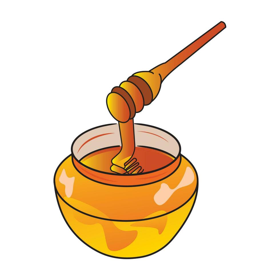 Dripping honey seamlessly repeatable.3d realistic isolated vector honey jar and stick with liquid honey flowing on honeycomb pieces in a puddle