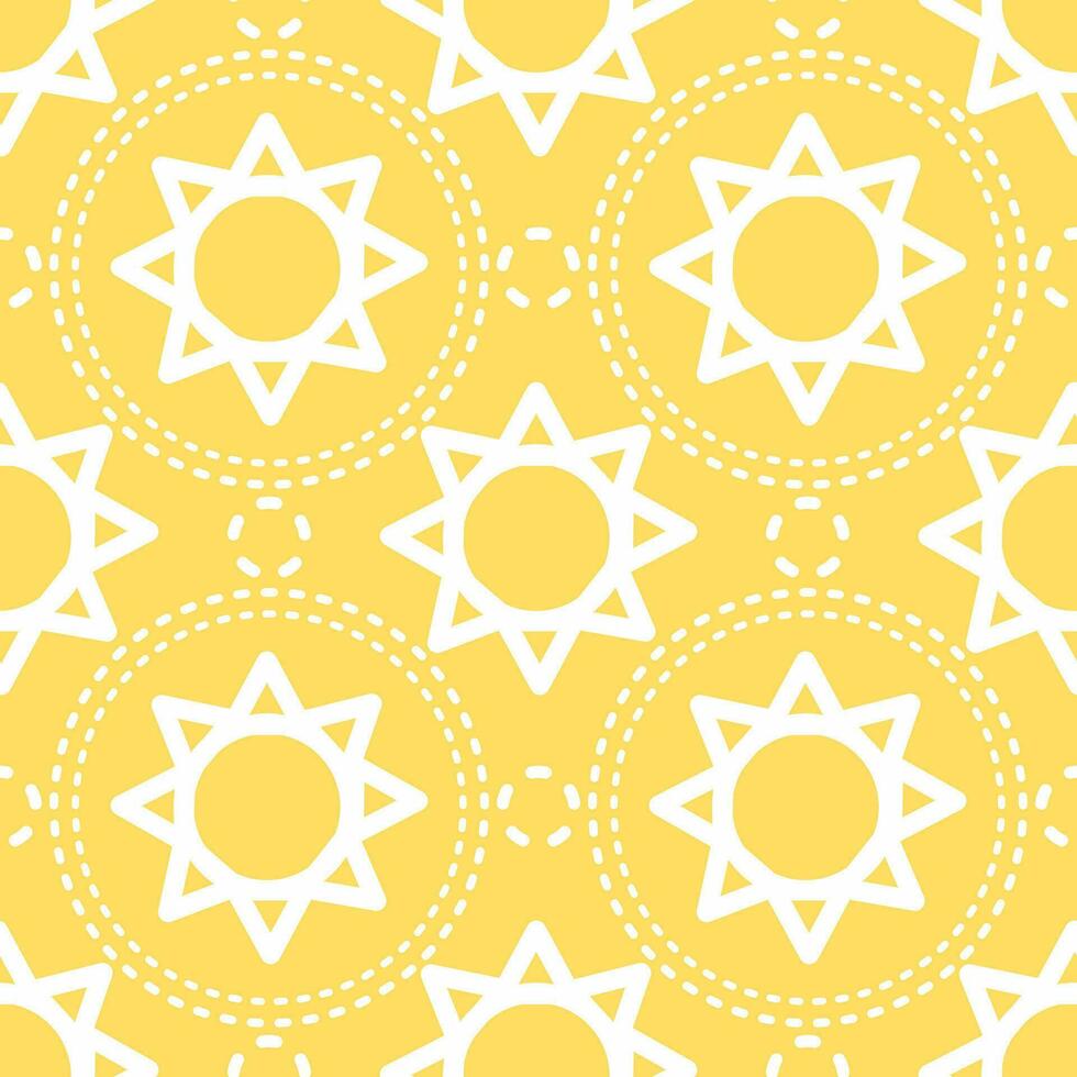Abstract Seamless pattern of sun doodle and line in boho tribal style background, print, paper wrap vector
