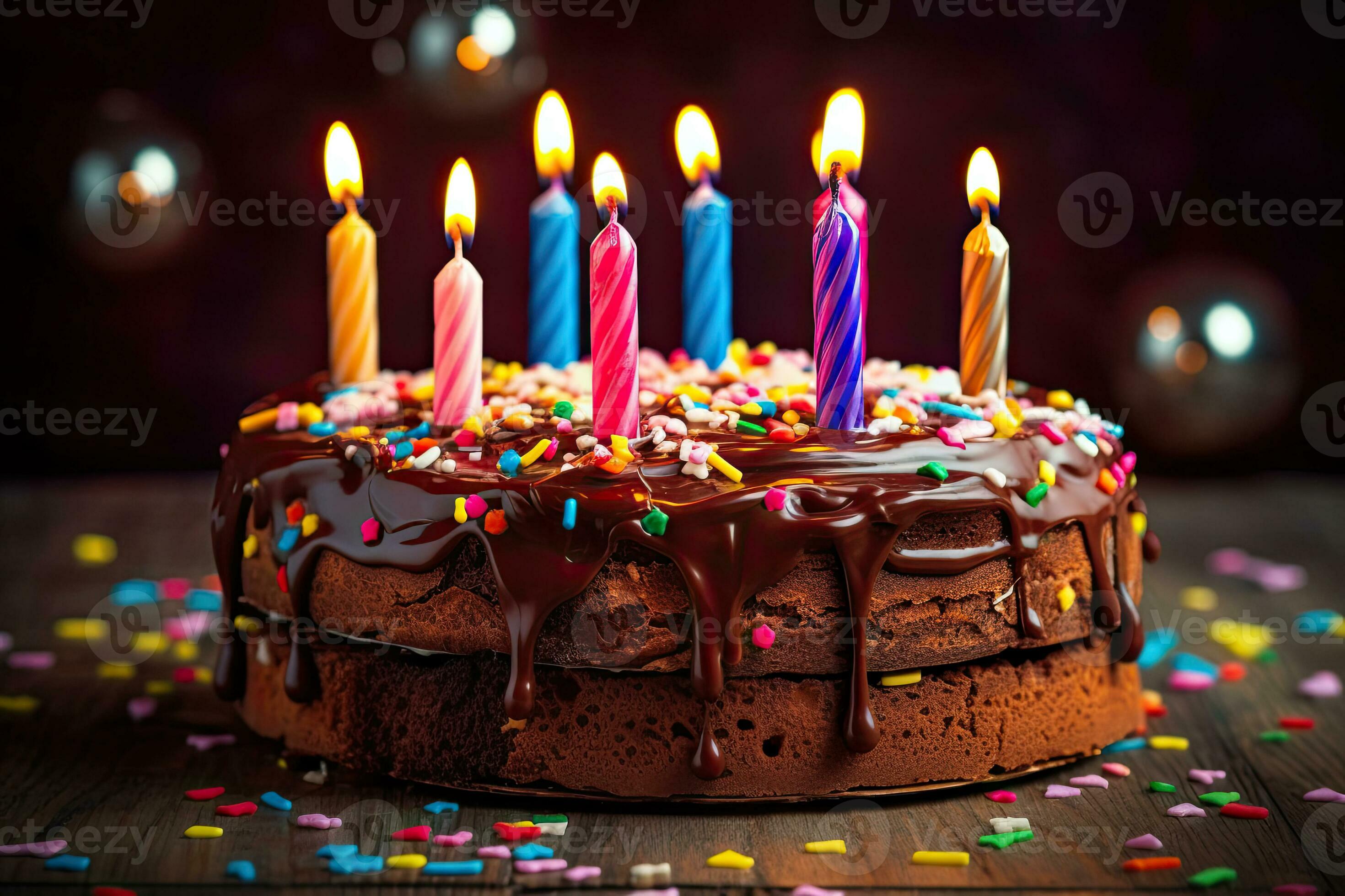 Chocholate Dripping Happy Birthday Cake, Generative AI 28647164 Stock ...