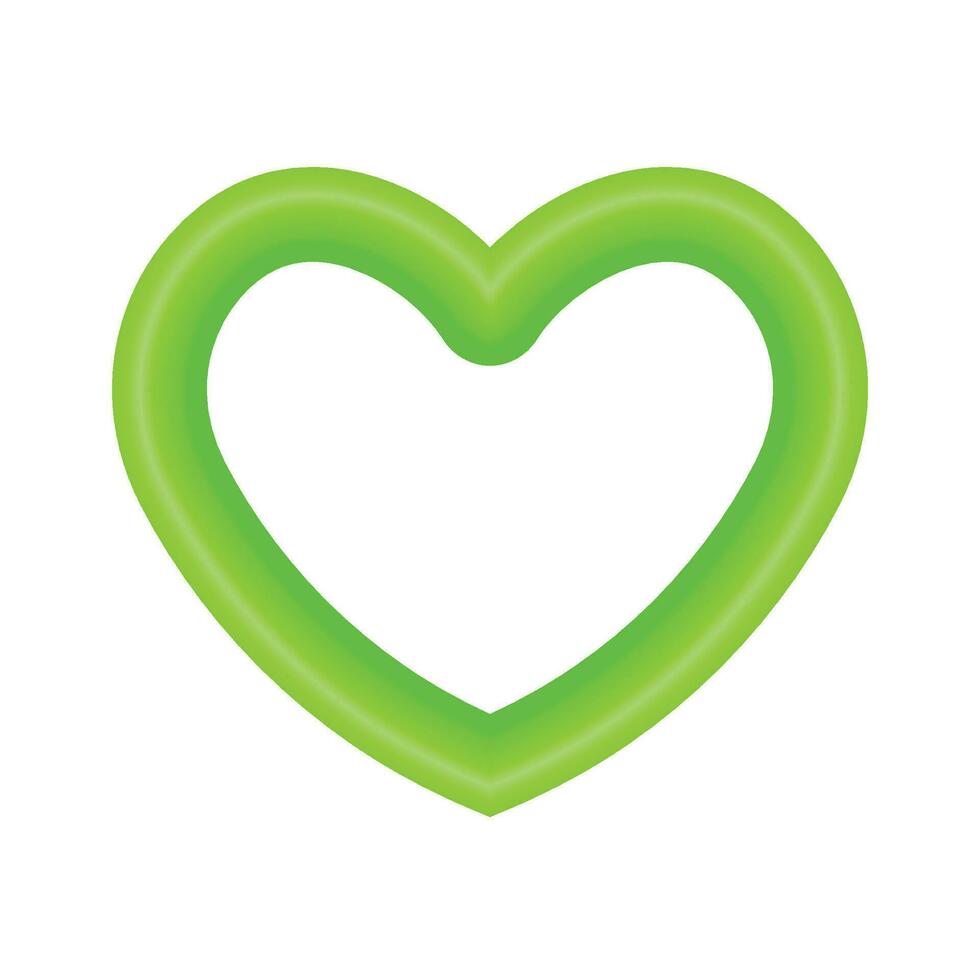 Vector green shiny heart symbol realistic 3d vector illustration isolated on white background