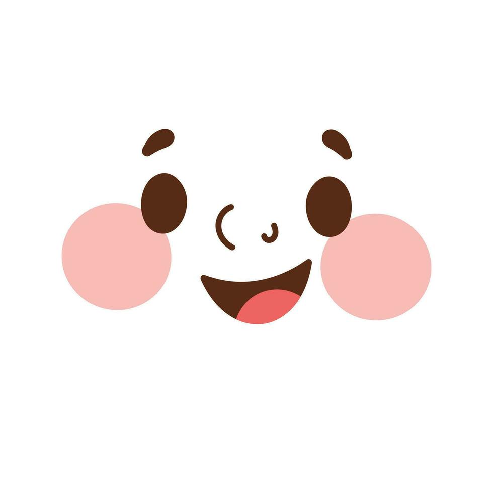 Vector hand drawn flat design kawaii face