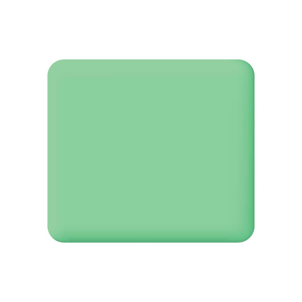 Vector 3d green square speech bubble icons isolated on white pastel background