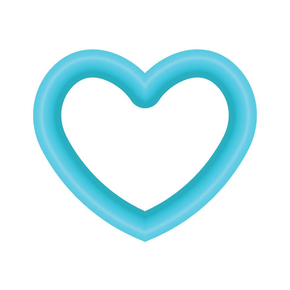 Vector blue shiny heart symbol realistic 3d vector illustration isolated on white background