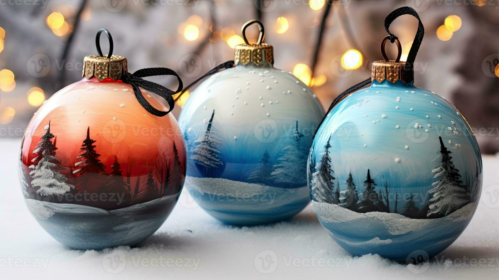 elegante Navidad pelotas y adornos a adornar tu fiesta decoración, ai generado foto