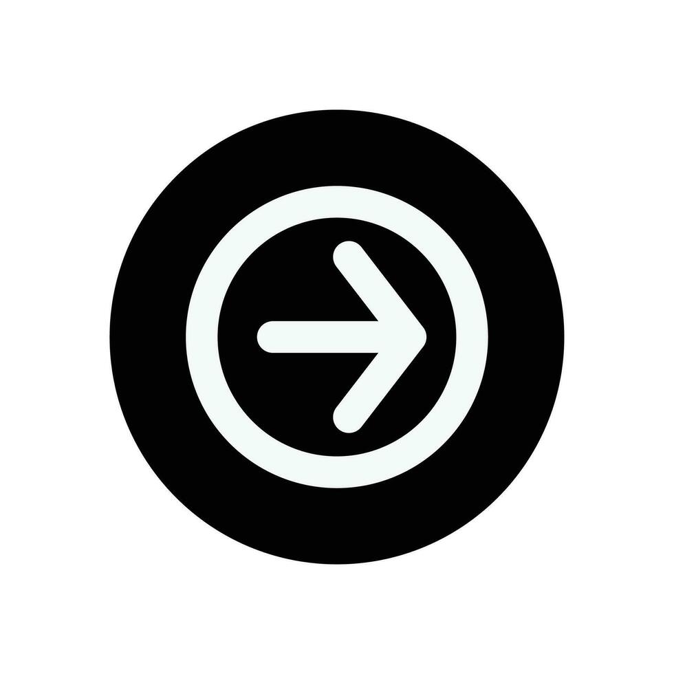 Vector arrow in circle icon in simple style isolated on white background