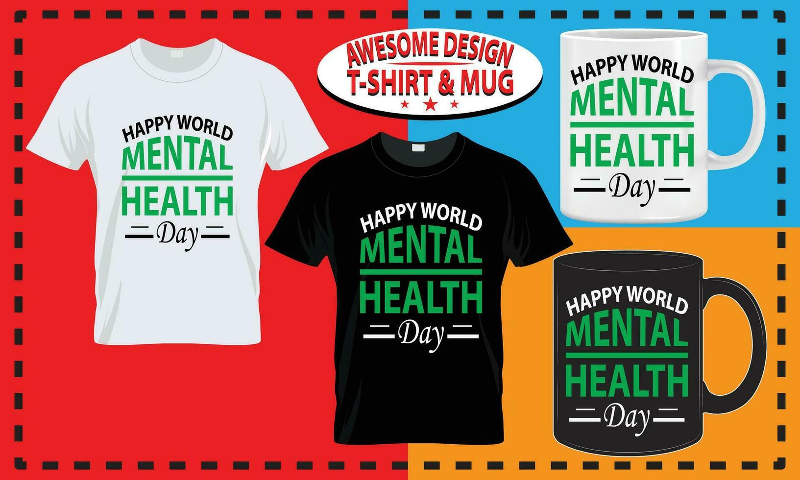 mundo mental salud camiseta y jarra diseño, tipografía costumbre, vector mejor para impresión diseño.