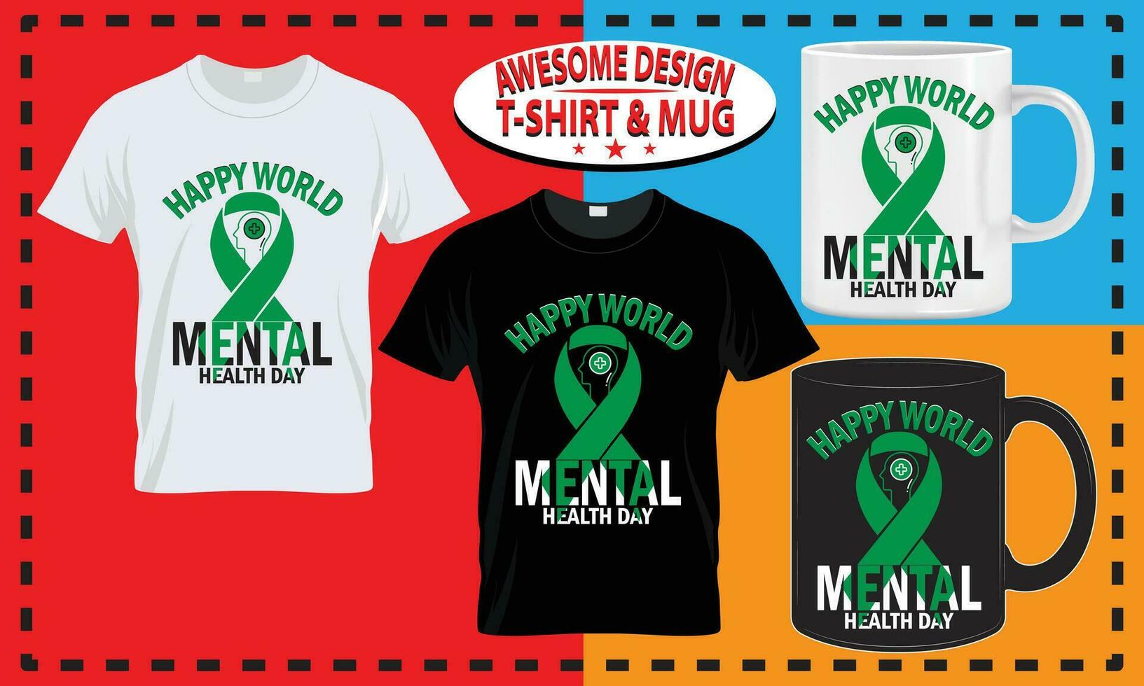 mundo mental salud camiseta y jarra diseño, tipografía costumbre, vector mejor para impresión diseño.