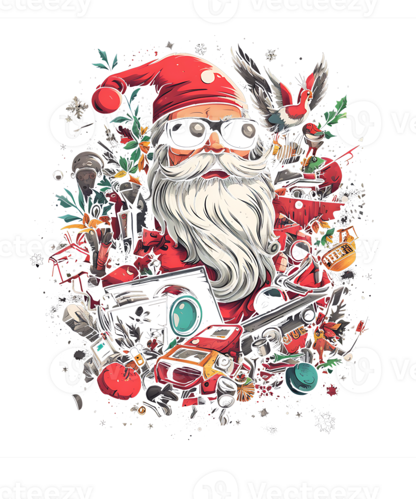 Christmas Santa Background. Use for T-Shirt, mugs, stickers, Cards, etc. png