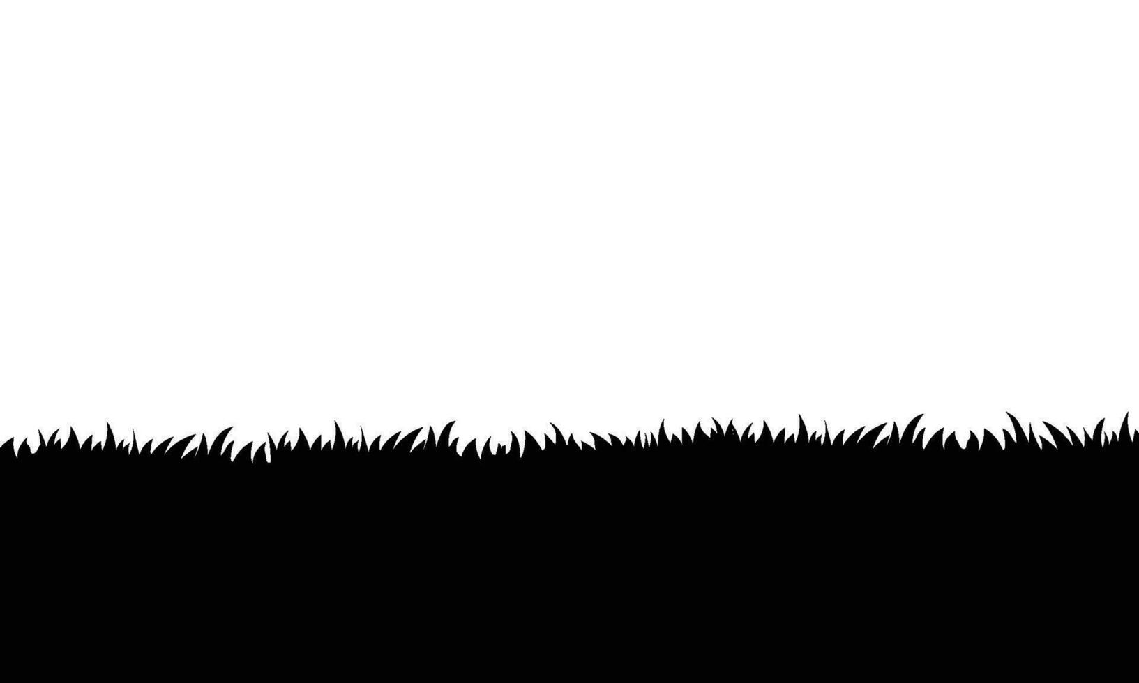 Vector black grass border and isolated white background