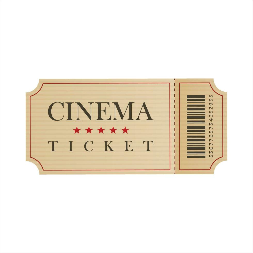 Vector vintage cinema ticket on white