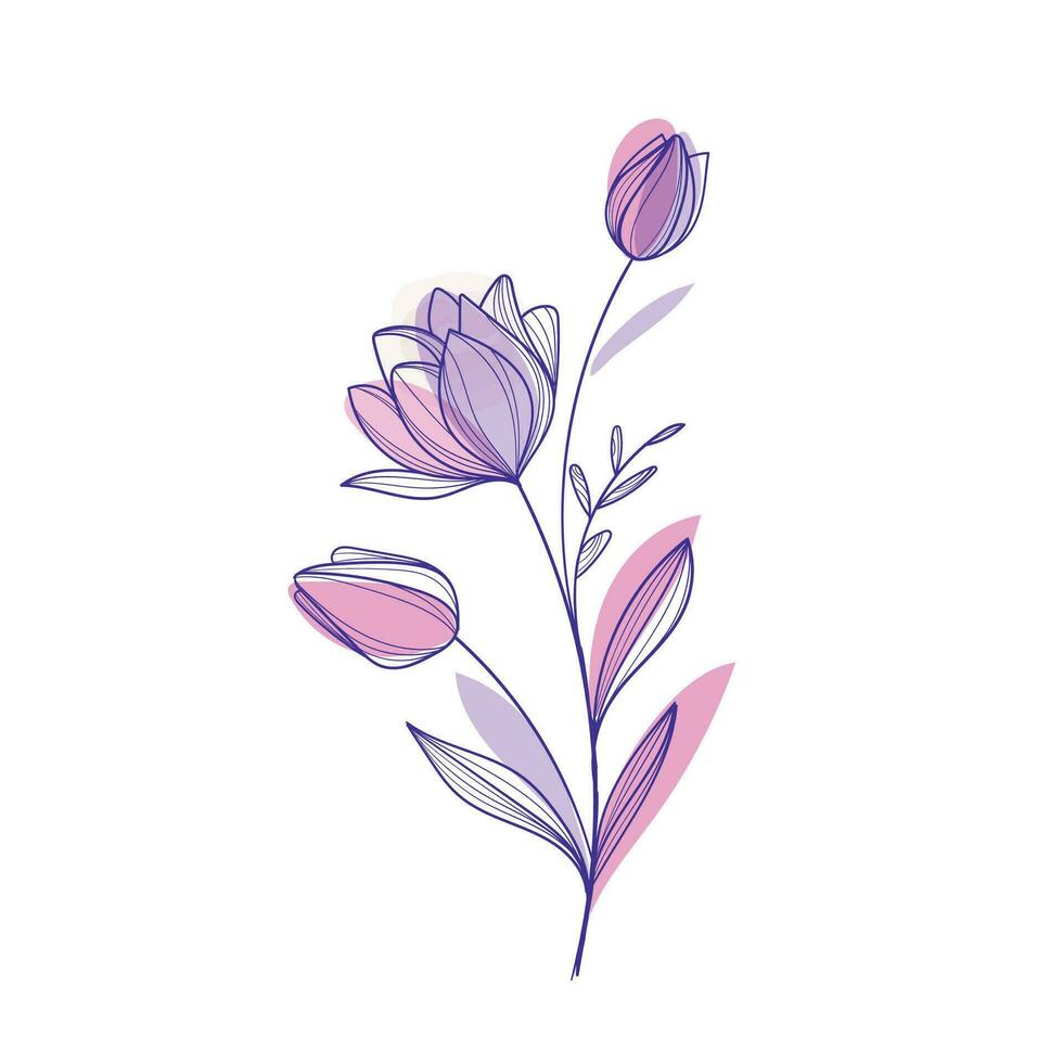 vector mano dibujado plano diseño sencillo flor contorno