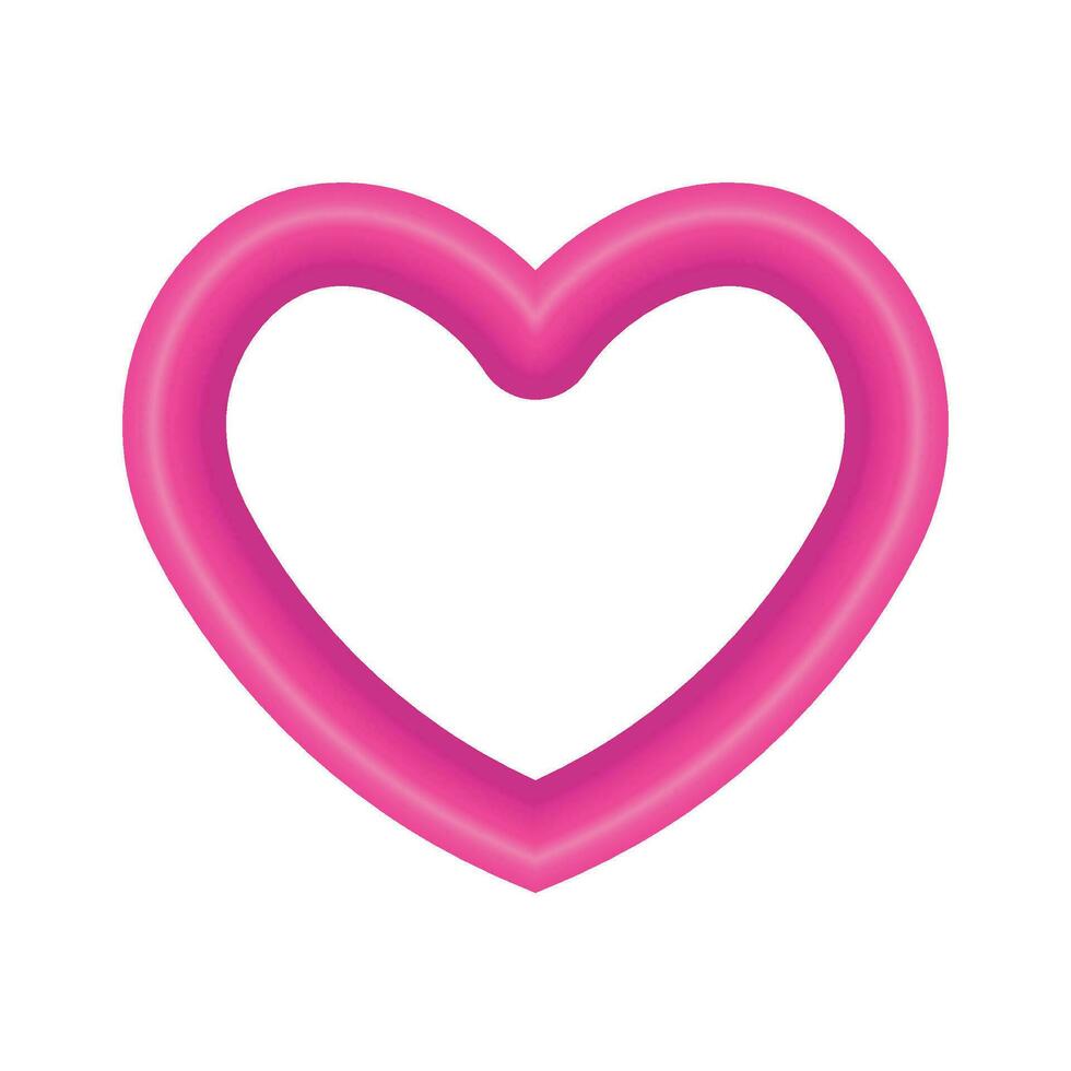 Vector pink shiny heart symbol realistic 3d vector illustration isolated on white background