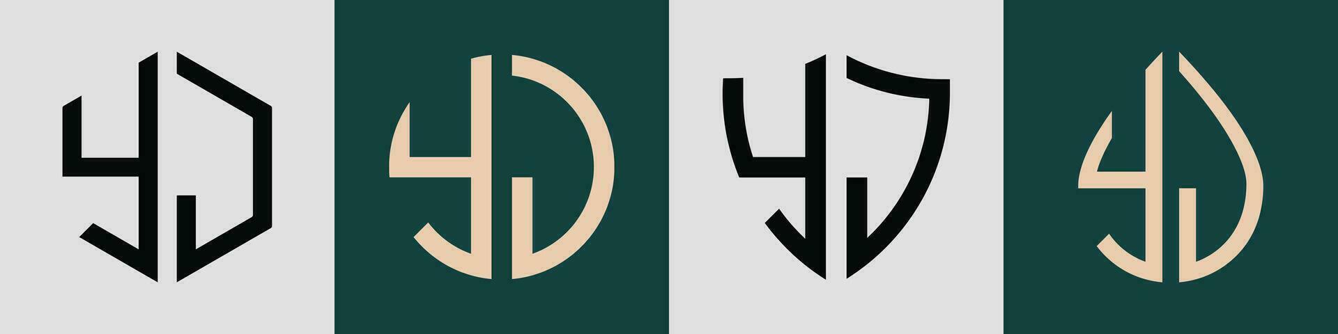 creativo sencillo inicial letras yj logo diseños manojo. vector