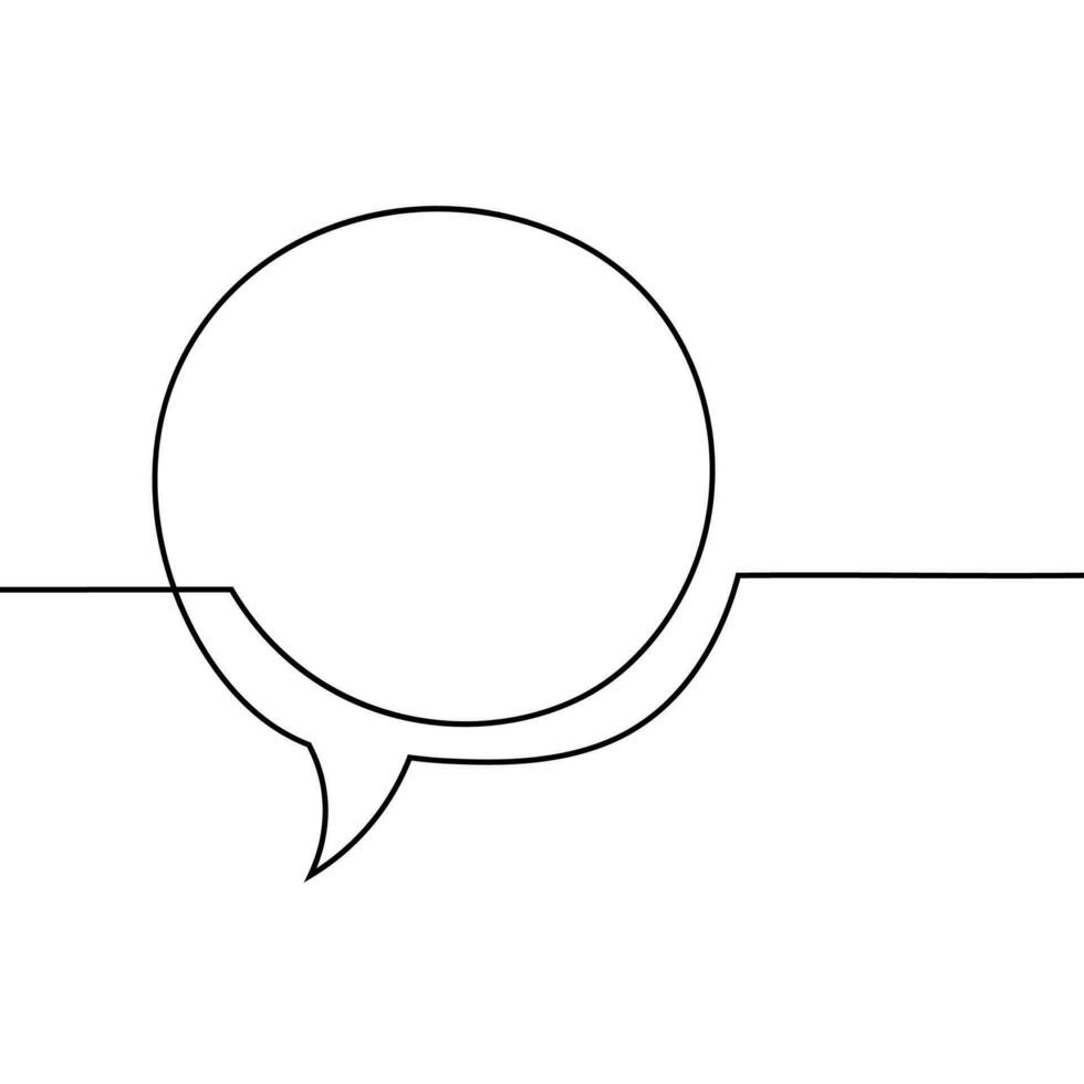 Speech bubble continuous one line art. Drawing dialogue speech bubble illustration. Continuous one line border text box, message element. Vector