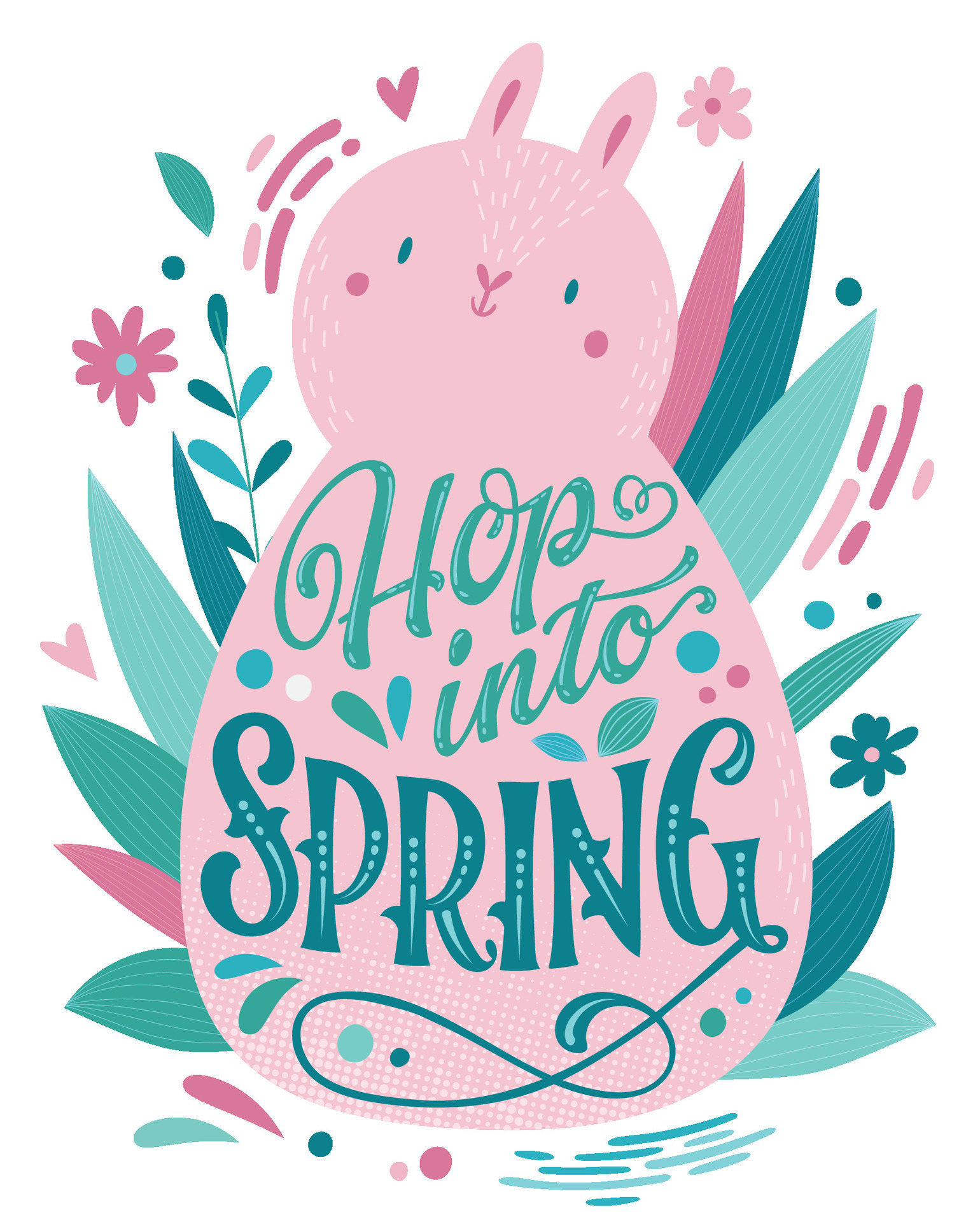Hop into Spring - beautiful Spring lettering, great design for any ...