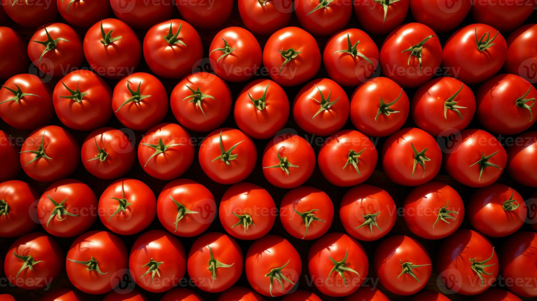 A bunch of red tomatoes on a table. The tomatoes are of different shapes and sizes, creating a visually appealing display. photo