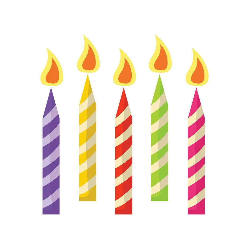 Vector birthday candles set on white background