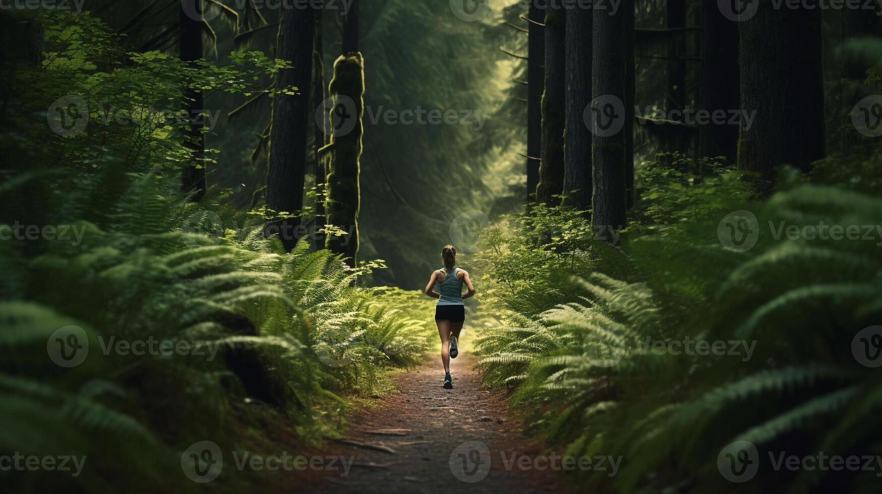 Forest Sprint - Capturing the Runner's Willpower Amidst Nature photo