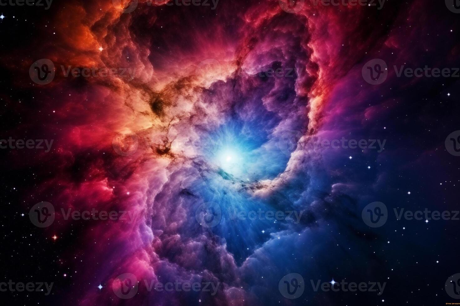 vibrante cósmico galaxia con un arremolinándose nebulosa en un espectro de colores, Perfecto para presentaciones ai generativo foto